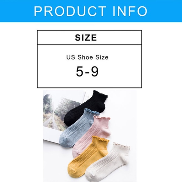 5 Pairs Women Cotton Frill Low Cut Socks - Picture 8 of 8